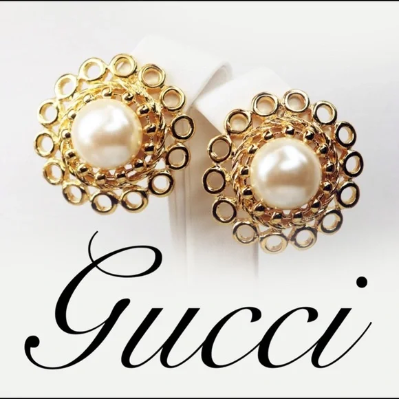 ⚜️ Vintage PAOLO GUCCI Pearl & Gold Earrings
